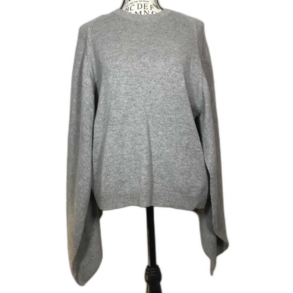 Knit SS Wool silk cashmere knit sweater shawl cloak layering winter cozy size S